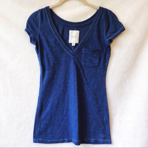 Gilly Hicks Navy Blue V-Neck Short Sleeve T-Shirt - Picture 1 of 7